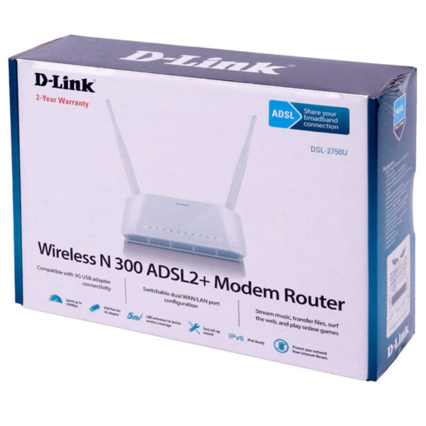مودم روتر ADSL2 Plus بی‌سیم N300 دی-لینک D-link DSL-2750U